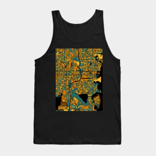 St. Petersburg Map Pattern in Orange & Teal Tank Top